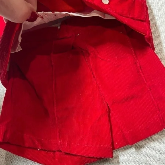 Baby boy vintage short suit, cotton corduroy, red & white. 3-piece. NWT. 0-6 mos - Picture 5 of 8